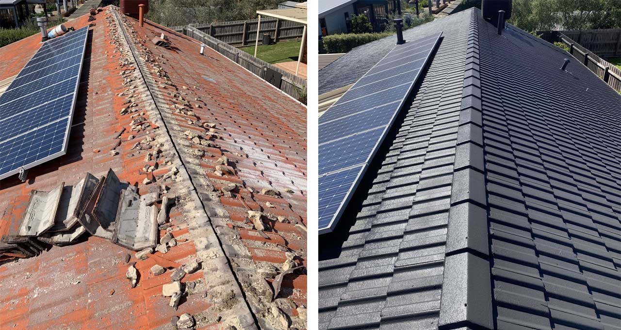 Roof replacement before and after